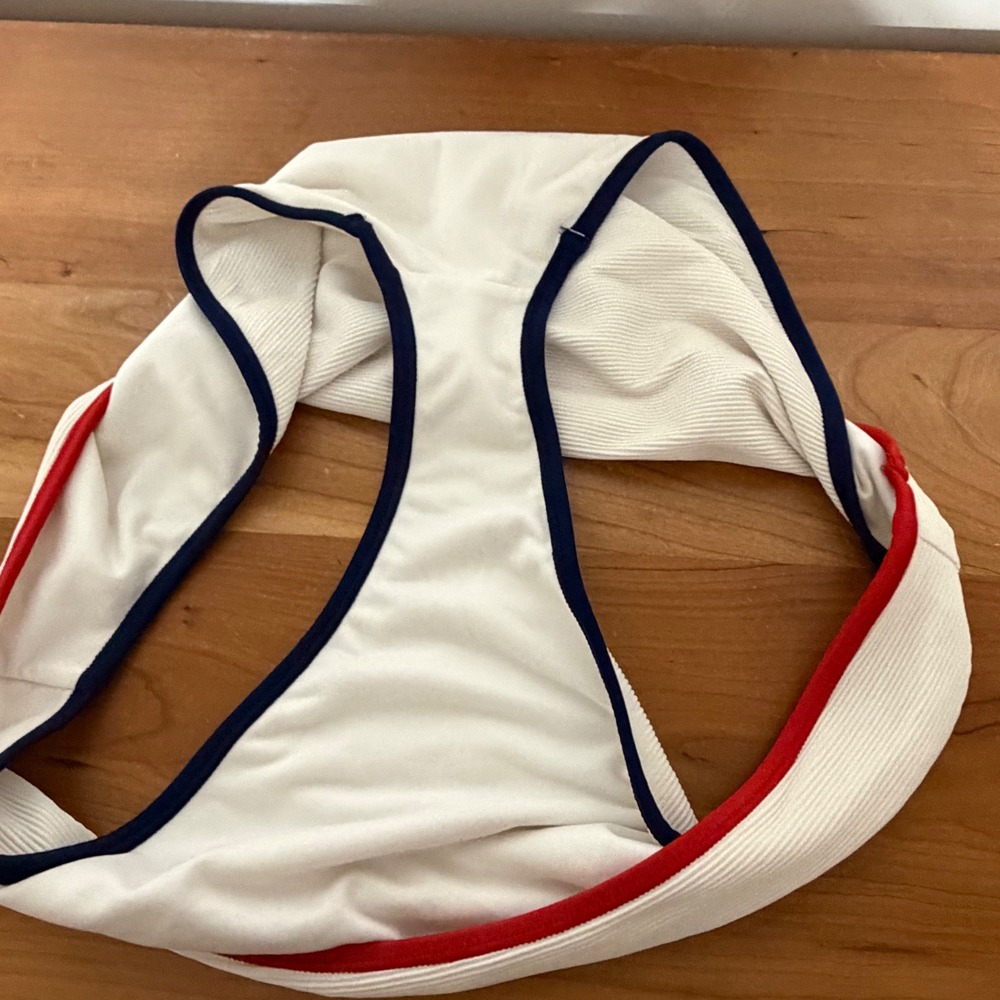 Shade & Shore Nautical Ribbed Bikini Set Red White Blue 38DD Large - Picture 4 of 8
